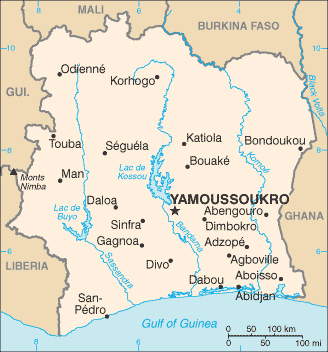 Map of Ivory Coast